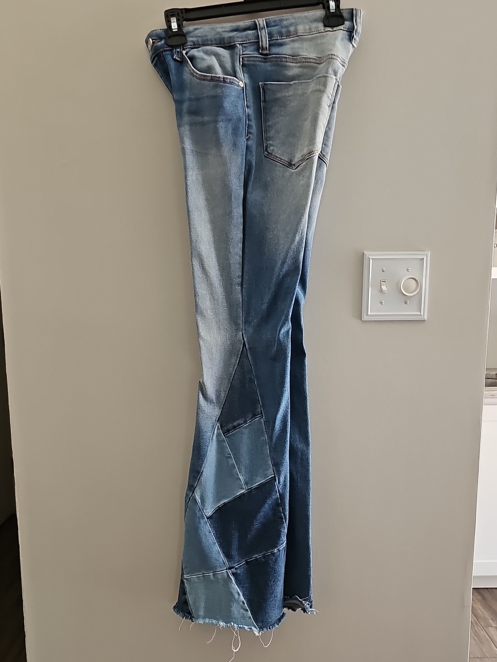 Indigo Rein Blue Patchwork Flare Jeans